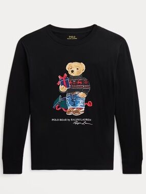 EUC Polo Ralph Lauren Black Bear Graphic Long Sleeve Shirt - Size 2T